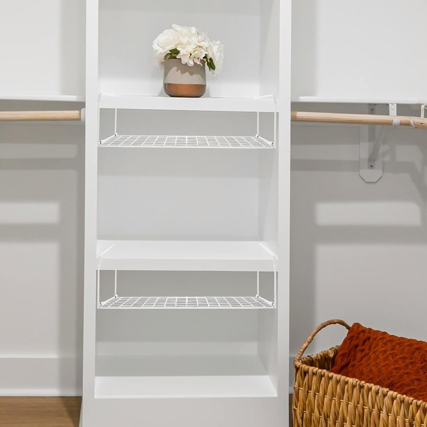 2pcs Hanging Shoe Rack for Shoe Cabinets, Iron, White Space Saving