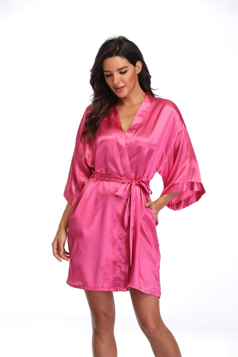 Women's Pure Short Silky Robes Bridesmaid Bride Party Satin Robes Sleepwear - Image 3