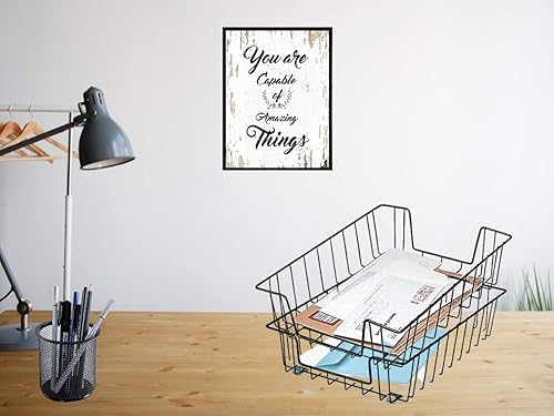 Miniatura 2 de 1InTheOffice Bandeja de cartas, cesta de papel para escritorio, bandejas de papel, carga frontal, acero negro, paquete de 2