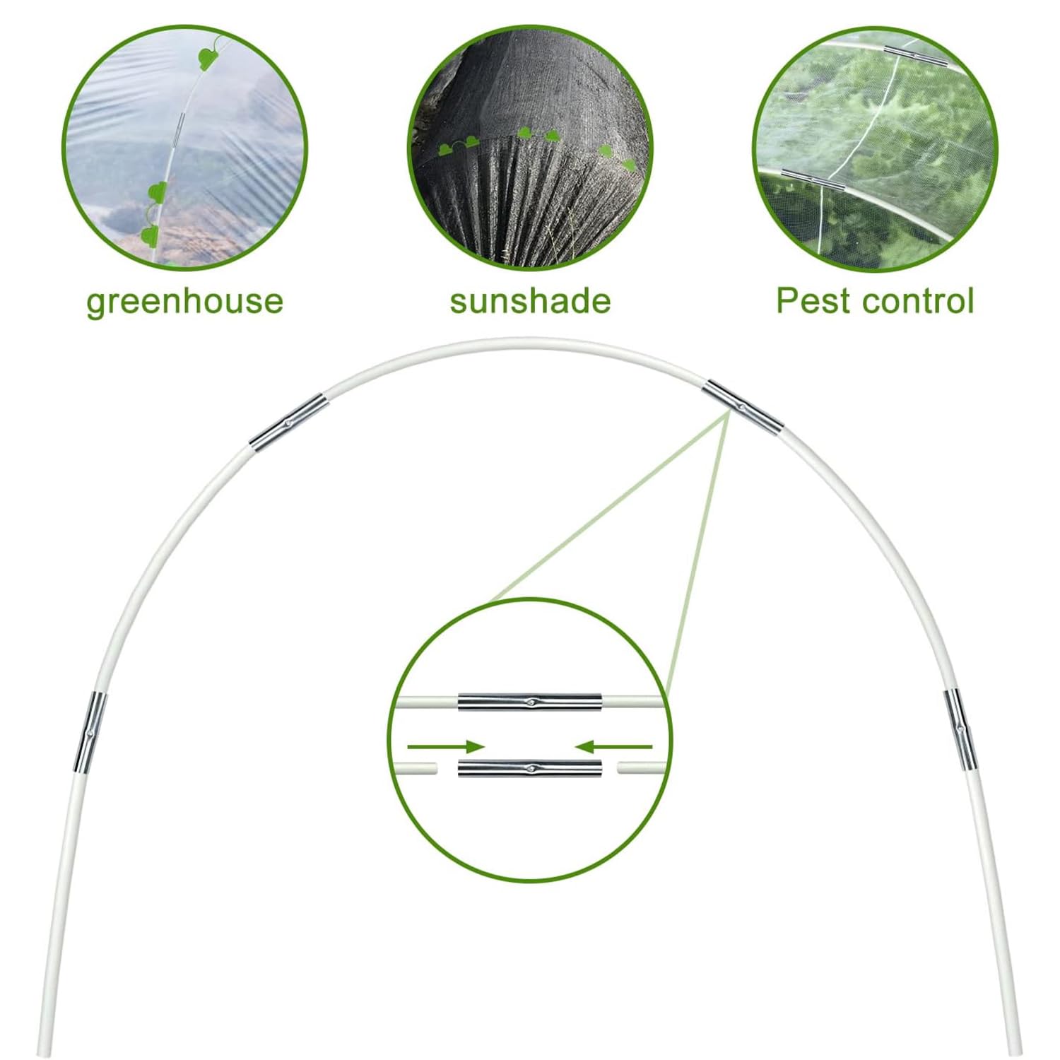 YeahBoom Garden Arceaux pour Serre Tunnel, Tunnel de Plantation arqué, Cadre pour Serre De Jardin, Plantes Poussent des Tunnels Soutien Maisons Jardinage Un Cadre Culture en Fibre Verre Jardins