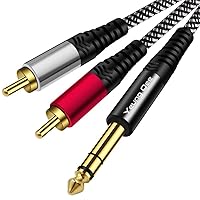 Vista 8 de Cable de 0.250 in a 2RCA de 3 pies, cable estéreo TRS macho de 0.250 in 1/4 pulgadas a RCA macho de audio y cable divisor en Y (3 pies/3.3 ft)
