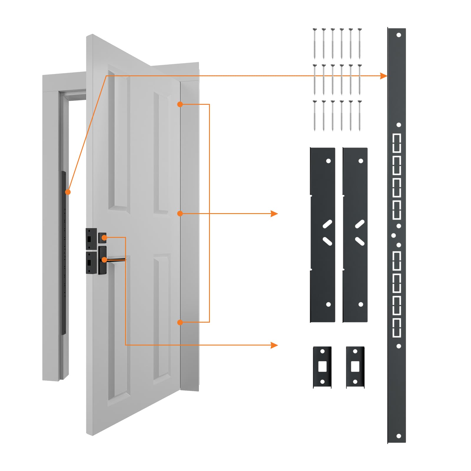 View 1 of ***Missing hinge reinforcement plates*** Yuleimy Door Frame Reinforcement Kit, Black