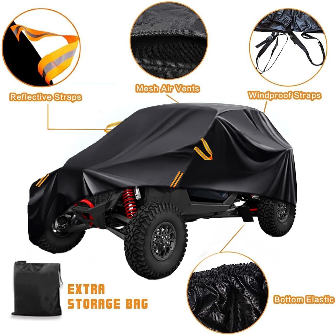 UTV Cover, Heavy Duty All-Weather Protection Oversized UTV Cover 2 Seater Compatible with Can Am Maverick X3 Defender Polaris Ranger General Commander Kawasaki Mule Teryx 2-3 Seater