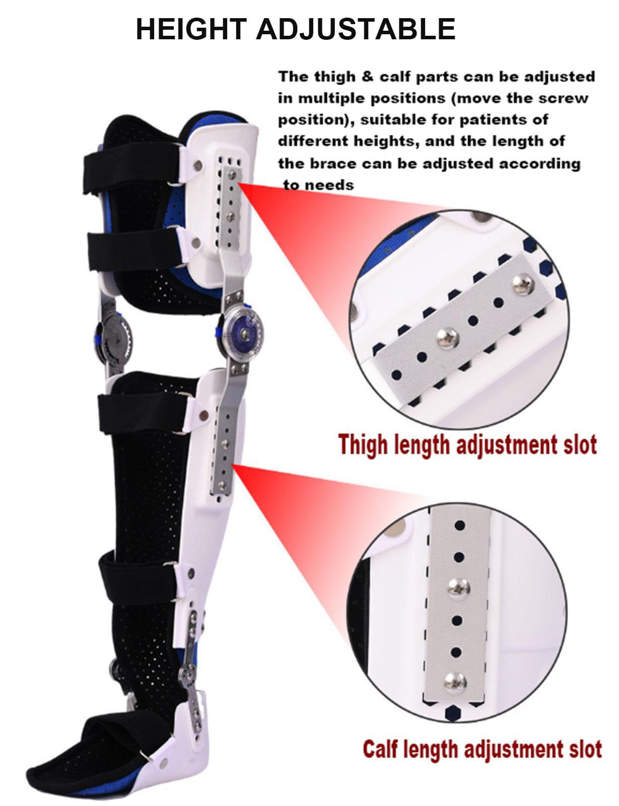 Rodillera con Bisagras ROM Ajustable con Estabilizadores Laterales de Pierna, Soporte de Rodilla Postoperatorio, Inmovilizador de Ortesis Para Mujeres y Hombres, Dolor de Rodilla,Right