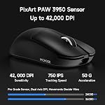 MCHOSE L7 Ultra+ Wireless Gaming Mouse, Ultra-Lightweight, Ergonomic Mouse with 42K DPI, PAW3950, Optical Switch, 20000 FPS, Dual 8K Polling and 7 Programmable Buttons, 3-Mode Connect, PC/Mac - Black