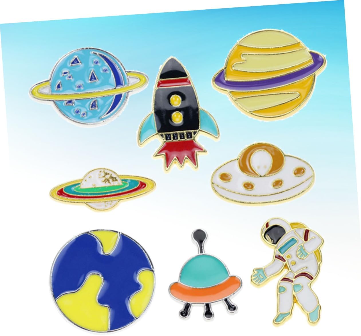 Holibanna 8pcs Creative Cartoon Spaceman Brooch Set Lightweight Pins for Clothing Cute Design for Friends and Boys and Girls Decorative Accessories