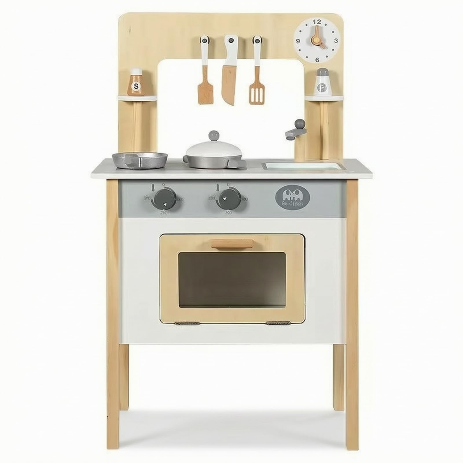 Qianly Cucina Giocattolo con Accessori Realistica Cucina Giocattolo in Legno Naturale per Bambine, Cameretta , Bianco