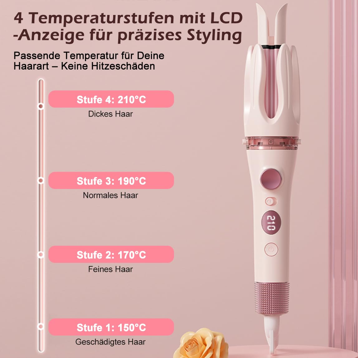 LtYioe Fer à boucler automatique 3 en 1 (28 bigoudis et brosse lissante de 32 mm) Rotation 2 voies et fente bidirectionnelle (anti-pincement), écran LCD, revêtement céramique, protection anti-brûlure