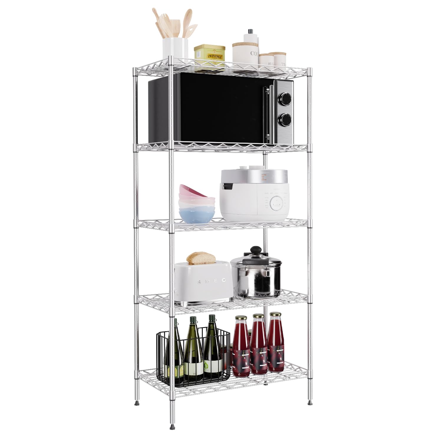 PayLessHere Shelf Metal Shelf Wire Shelving NSF Certified 5 Tier Adjustable Shelf Versatile Storage Solution Steel Organizer Wire Rack Easy Assembly,