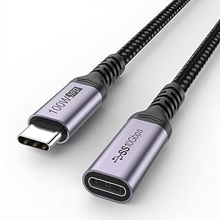 USB C Extension Cable 6.6ft, USB C to USB C Male to Female, Type C Extender Cord USB3.1 Gen2 100W Fast Charging 10Gbps Transfer Compatibility with Laptop Tablet Mobile Phone