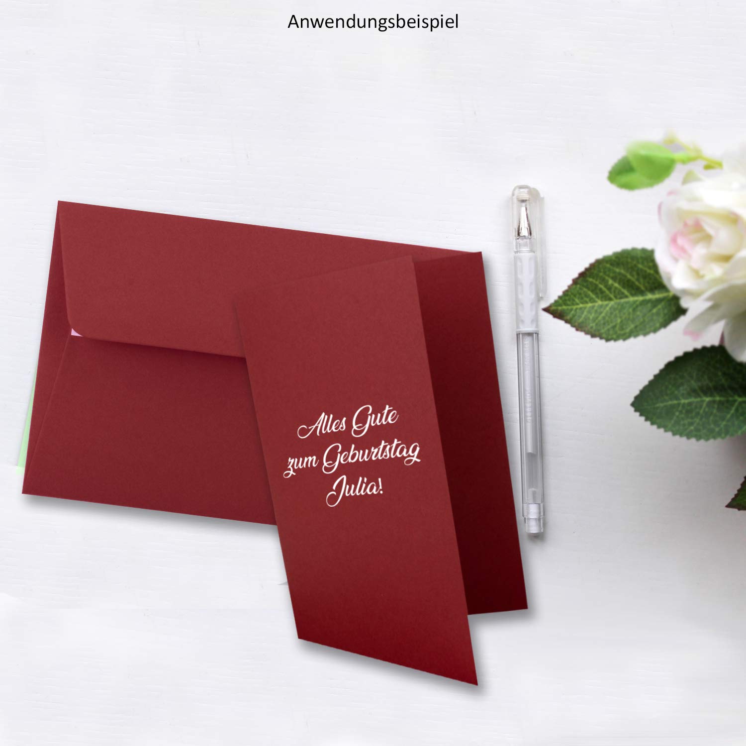 100x Faltkarten-Set DIN B6 12 x 17 cm in Dunkelrot (Rot) mit Briefumschlägen DIN B6 Haftklebung - für Einladungen und Grußkarten zum Geburtstag oder Hochzeit