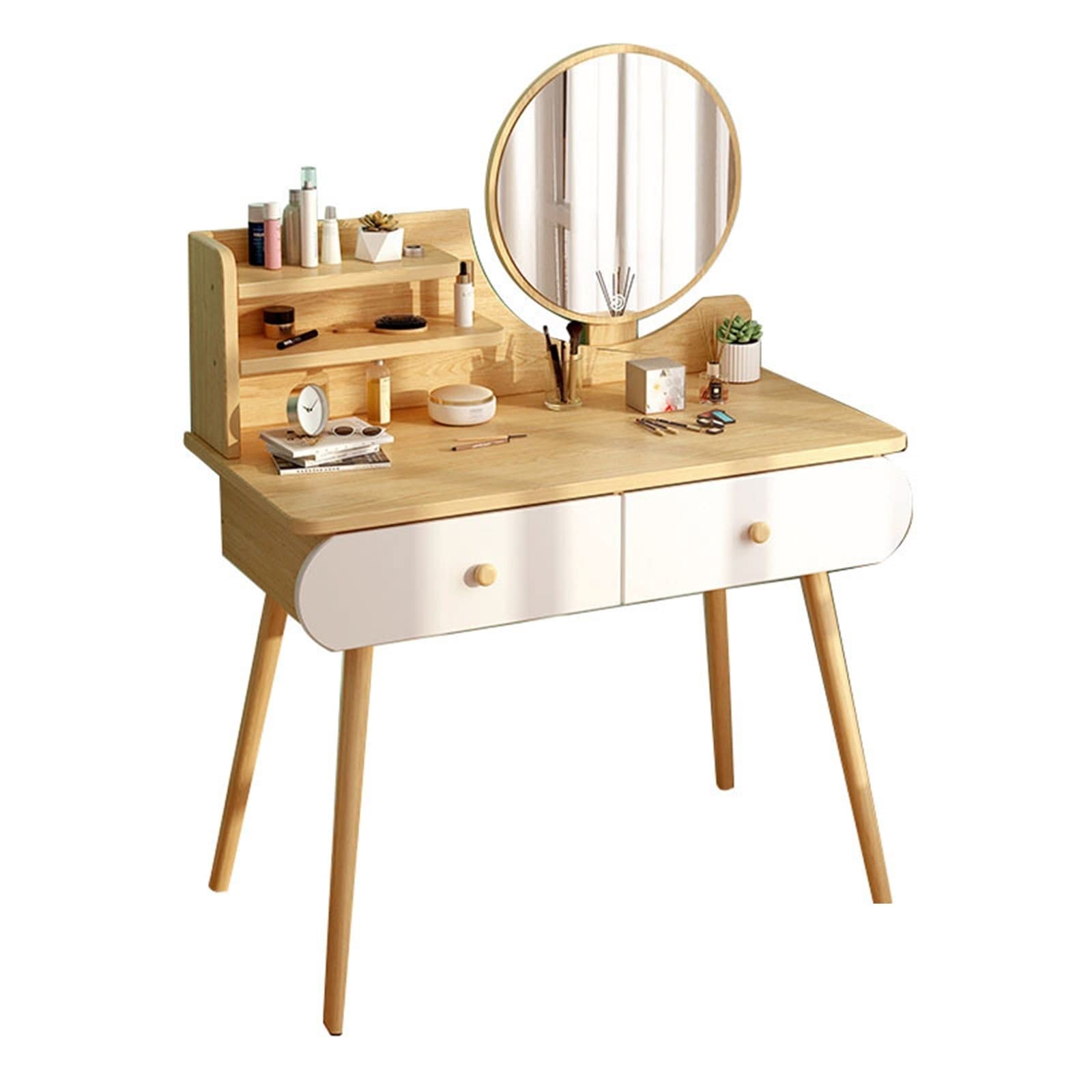 Modernes, minimalistisches Make-up mit Fellakzenten, stilvolle Schlafzimmer-Kommode für Zuhause, elegante Kleiderschrank-Möbel für Freizeiträume