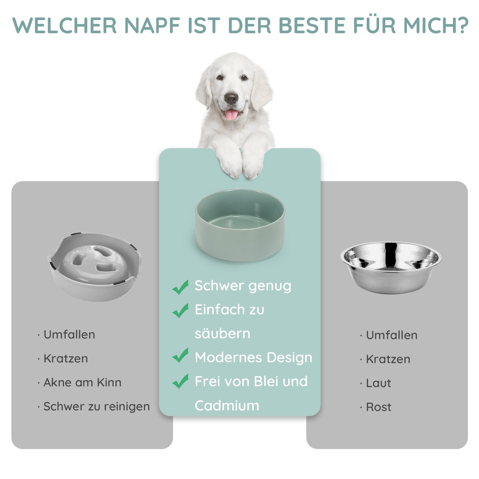 SPUNKYJUNKY Ceramic Dog Bowl Feeding Bowl Cat Bowl for Cats and Dogs (1250 ml, Light Green), 1250ml - Image 3