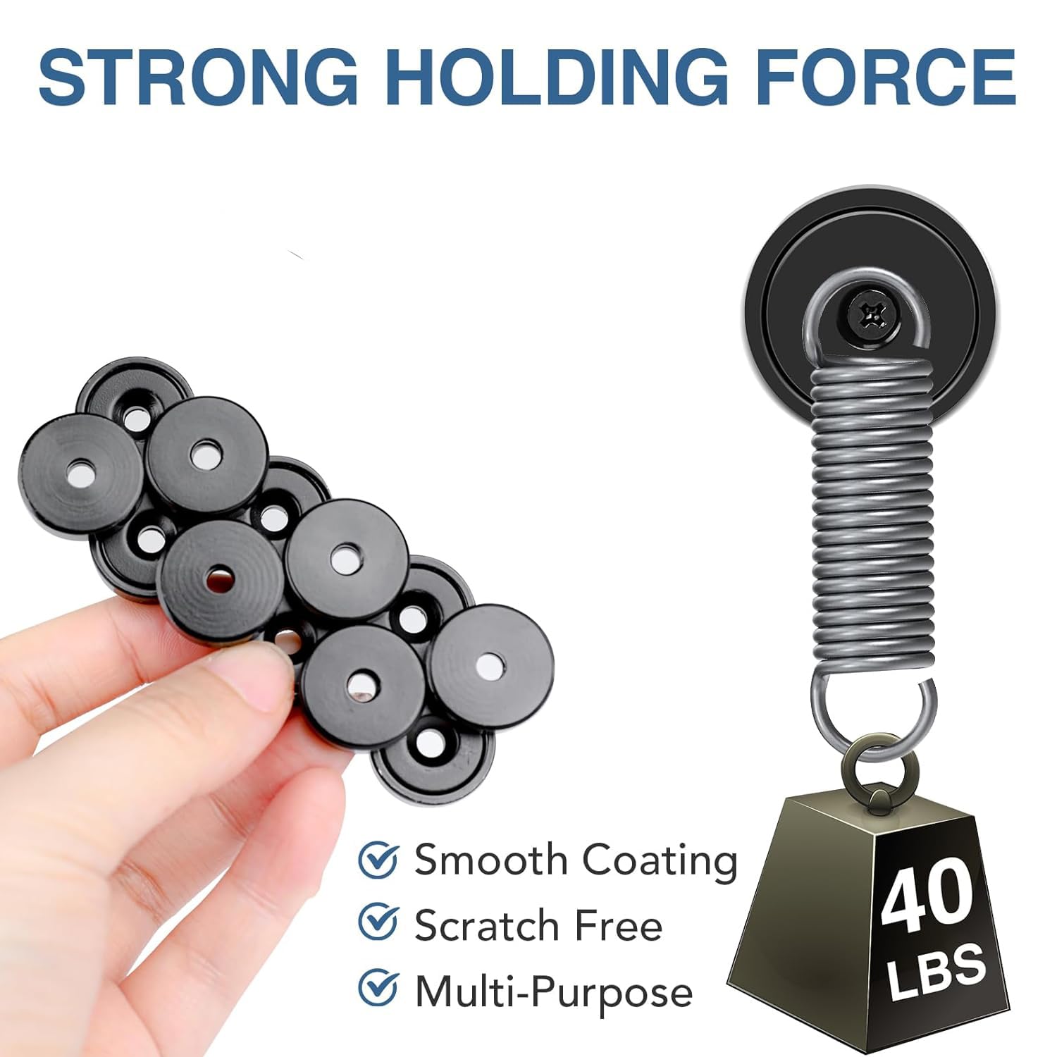 MIKEDE Magnets 40lbs Strong Magnet with Holes Black 12 Pack — Amazon image 3