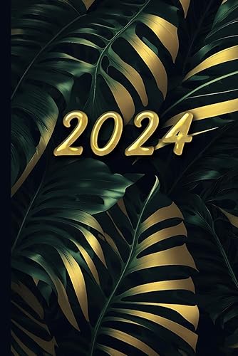 Agenda 2024: Original - Féminin - Feuilles exotiques - Semainier : semaine sur 2 pages - Planning du jour vertical - Aperçu mensuel - Moyen format, ... - Horaires - To do list - Femme - Tropical