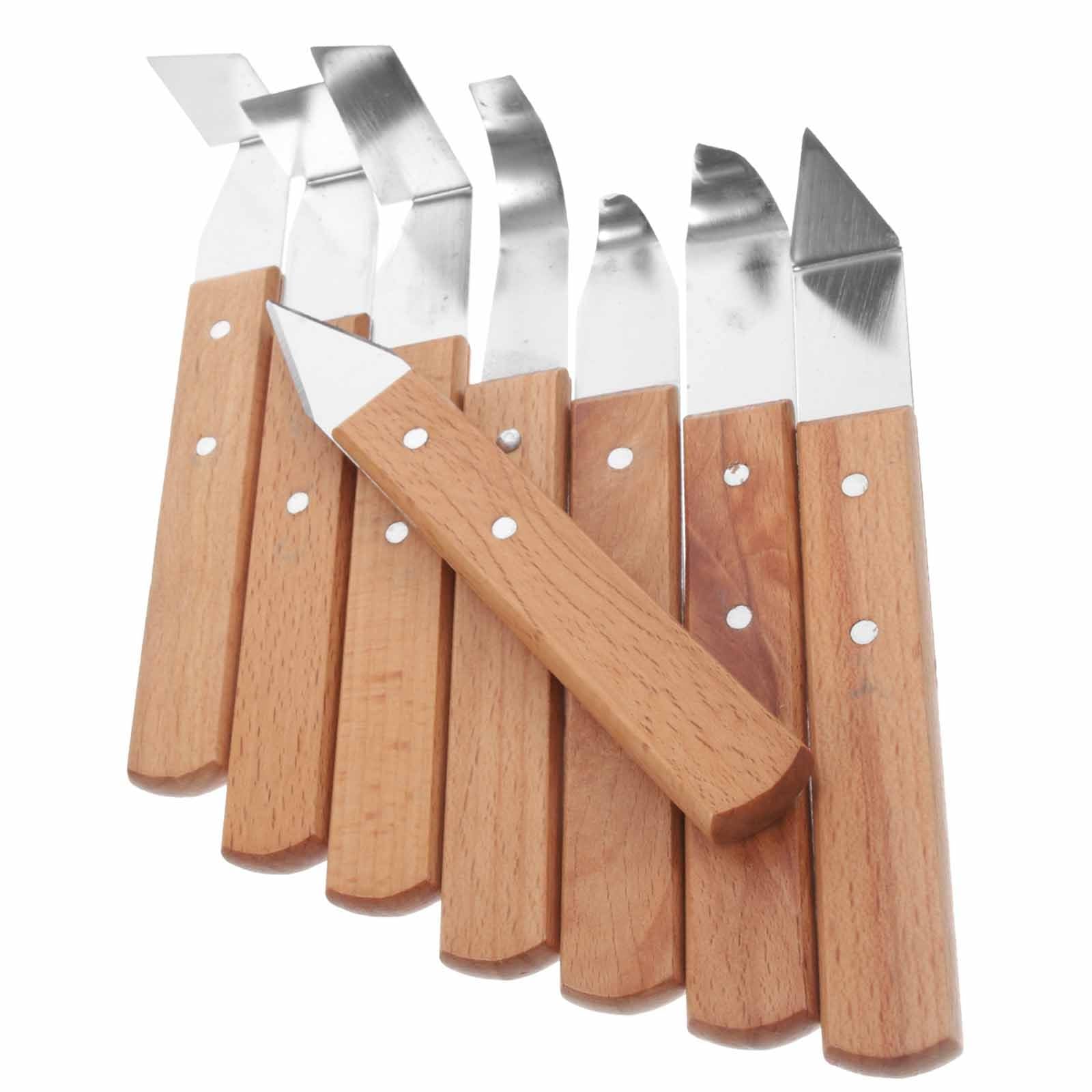 jojofuny 8piezas Kit de Herramientas para Mango de Madera y Cuchillas de Acero Inoxidable para Esculpir y Modelar Arcilla Alfarería y Manualidades Color Aleatorio