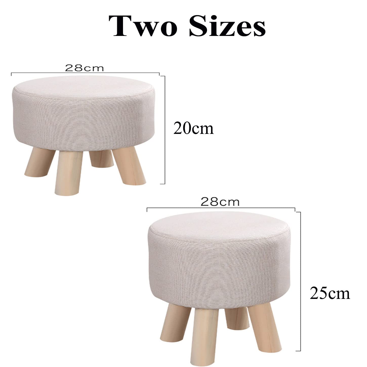 Fußhocker, rund, Ottoman, aus massivem Holz, 4 Beine, kleiner Stuhl, Hocker, Wechselschuhe, Fußstütze, Tritthocker, Schwammgepolstert, kleine Hocker (28 x 20 cm, blau)