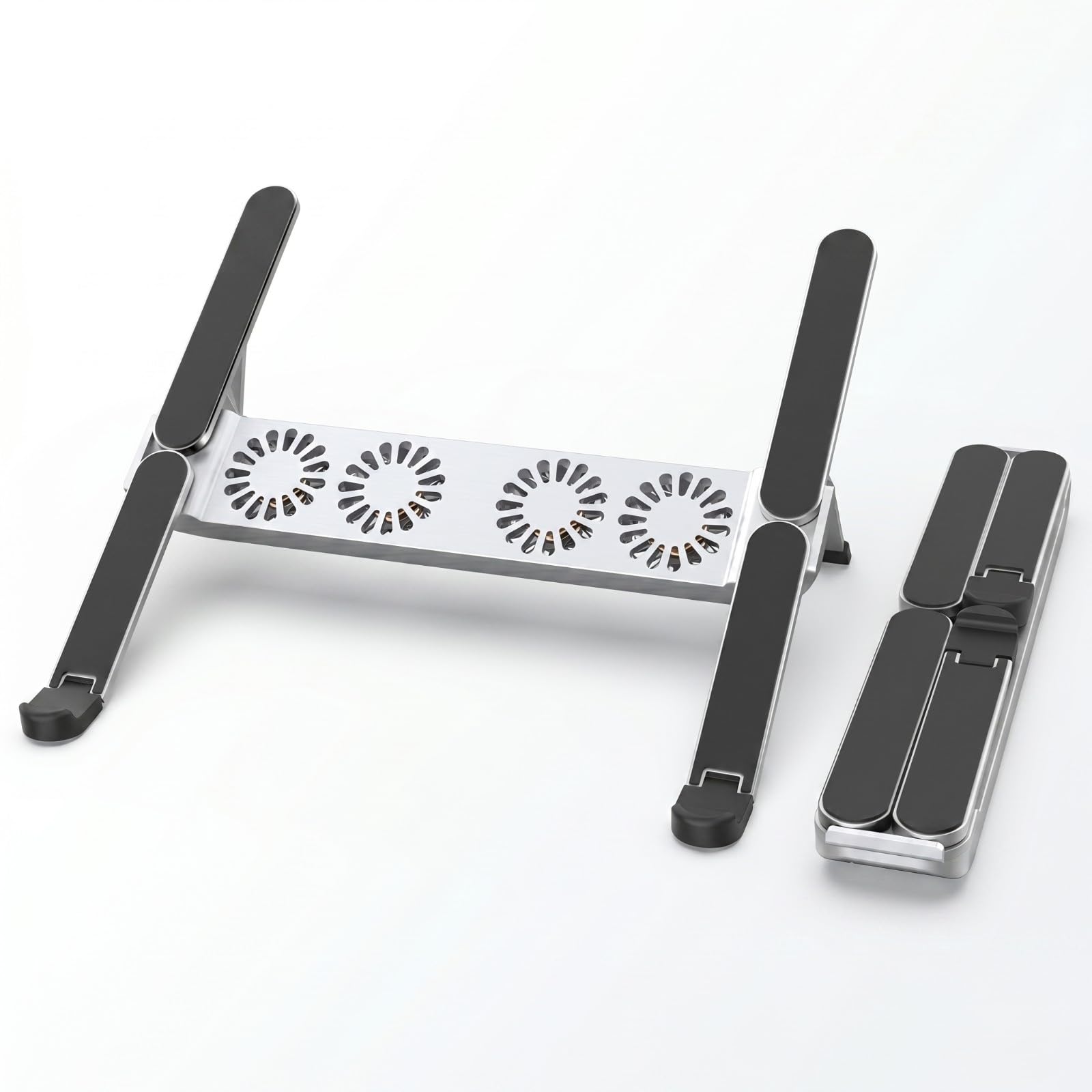 Base di Raffreddamento per Laptop, Supporto/Rialzo PC Portatile Pieghevole con 4 Ventole Silenziose, Altezza Regolabile a 6 Livelli, per Notebook 10-17 Pollici