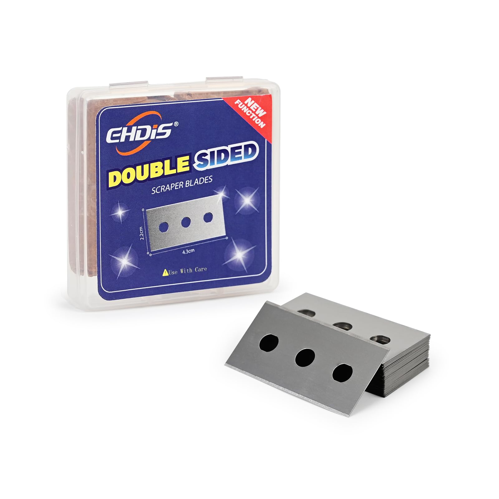 EHDIS 50pcs Ceranfeldschaber Klingen, Doppelseitige Ceranfeldschaber Ersatzklingen, Ersatzklingen mit Drei Löchern, Klingen für Ceranfeldschaber, Kochfeldschaber, Reinigungsschaber