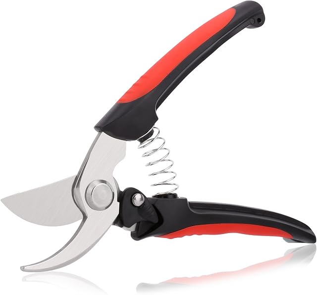 Housolution Pruning Shears, Premium Heavy Duty Stainless Steel Ultra Sharp Multi-Purpose Hand Pruning Scissors Snip Leaf Trimmer Branch Clippers with Comfortable Handle for Garden, Black & Red