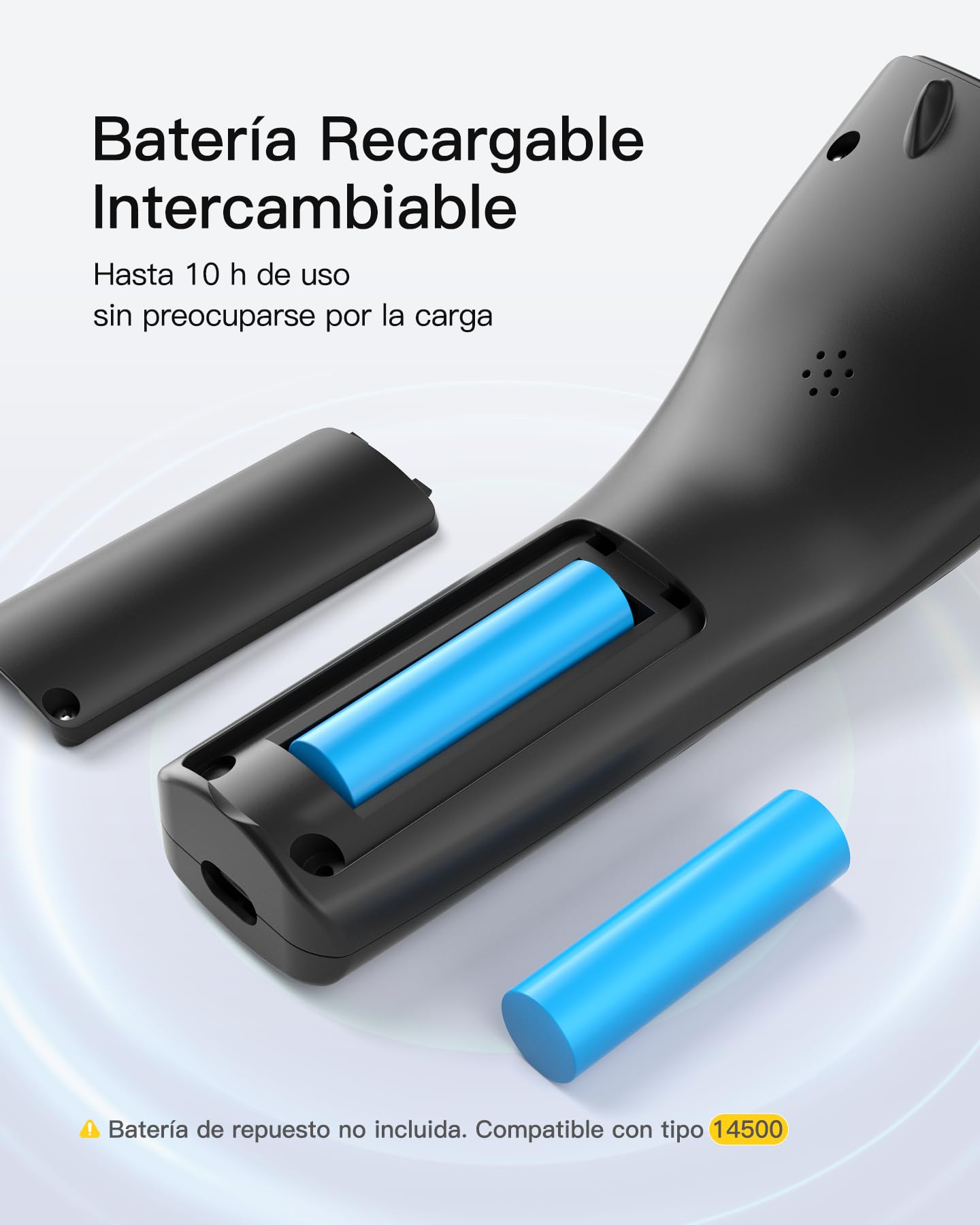 Inateck Escáner de Códigos de Barras 2D Inalámbrico, Lector QR Portátil con LED de Estado Multicolor, Diseño Ergonómico Ultraligero de 108g, Escáner Bluetooth, Batería Recargable Sustituible, N6057 | Escáner de código QR con batería extraíble, compatible