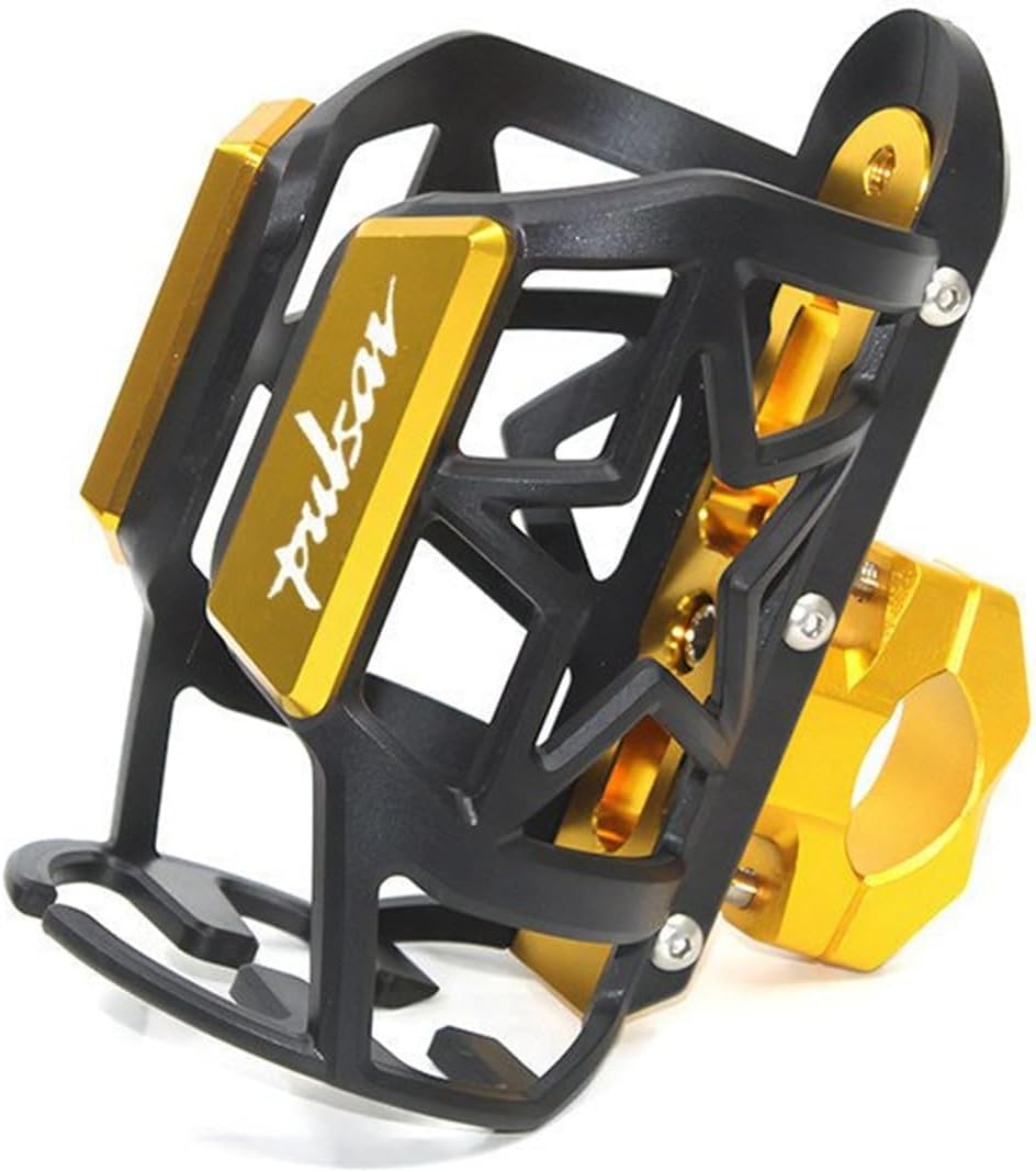 KAnduo for Bajaj for Pulsar 200 for NS/200 for RS/200 AS Quality Motorcycle CNC Beverage Water Bottle Drink Cup Holder Mount (Color : Gold)