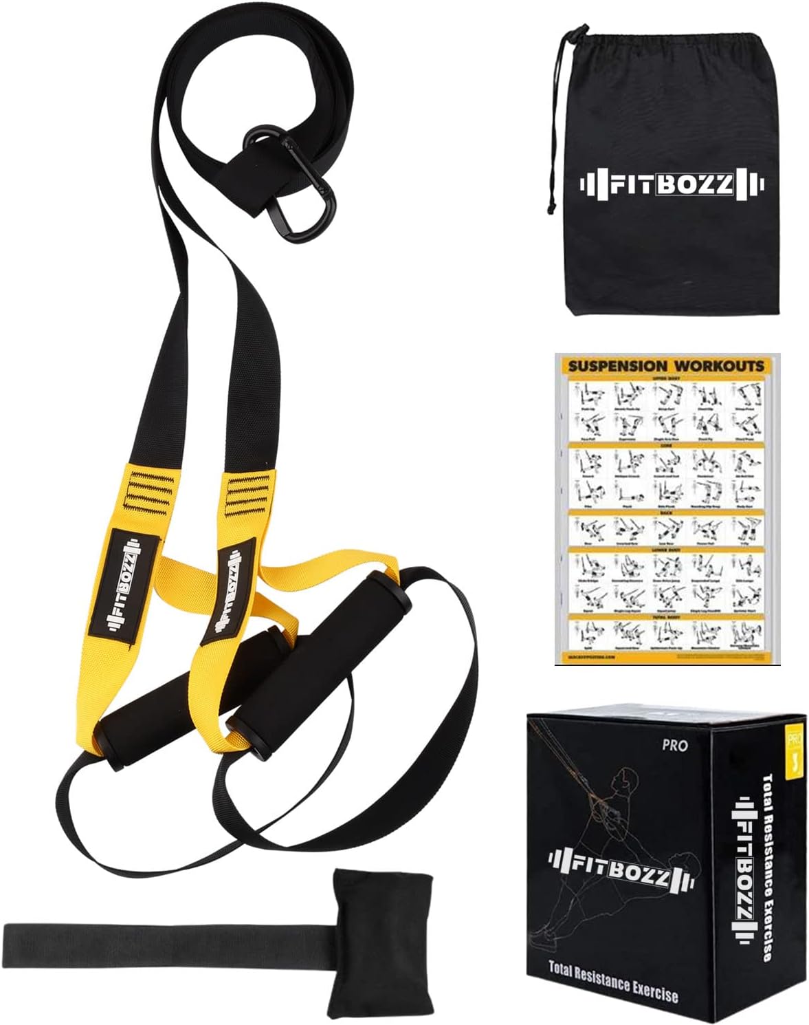 FITBOZZ Equipo de Entrenamiento de Suspensión Cuerda de Entrenamiento