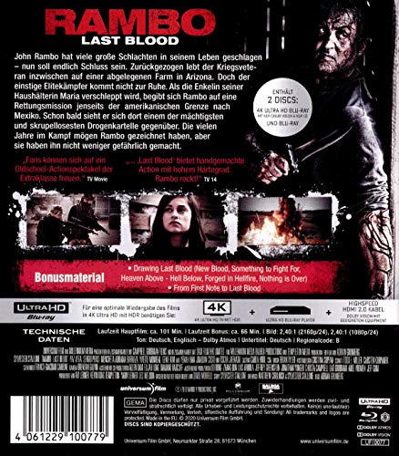 Rambo: Last Blood – 4K Blu-ray (UHD + Blu-ray Disc)