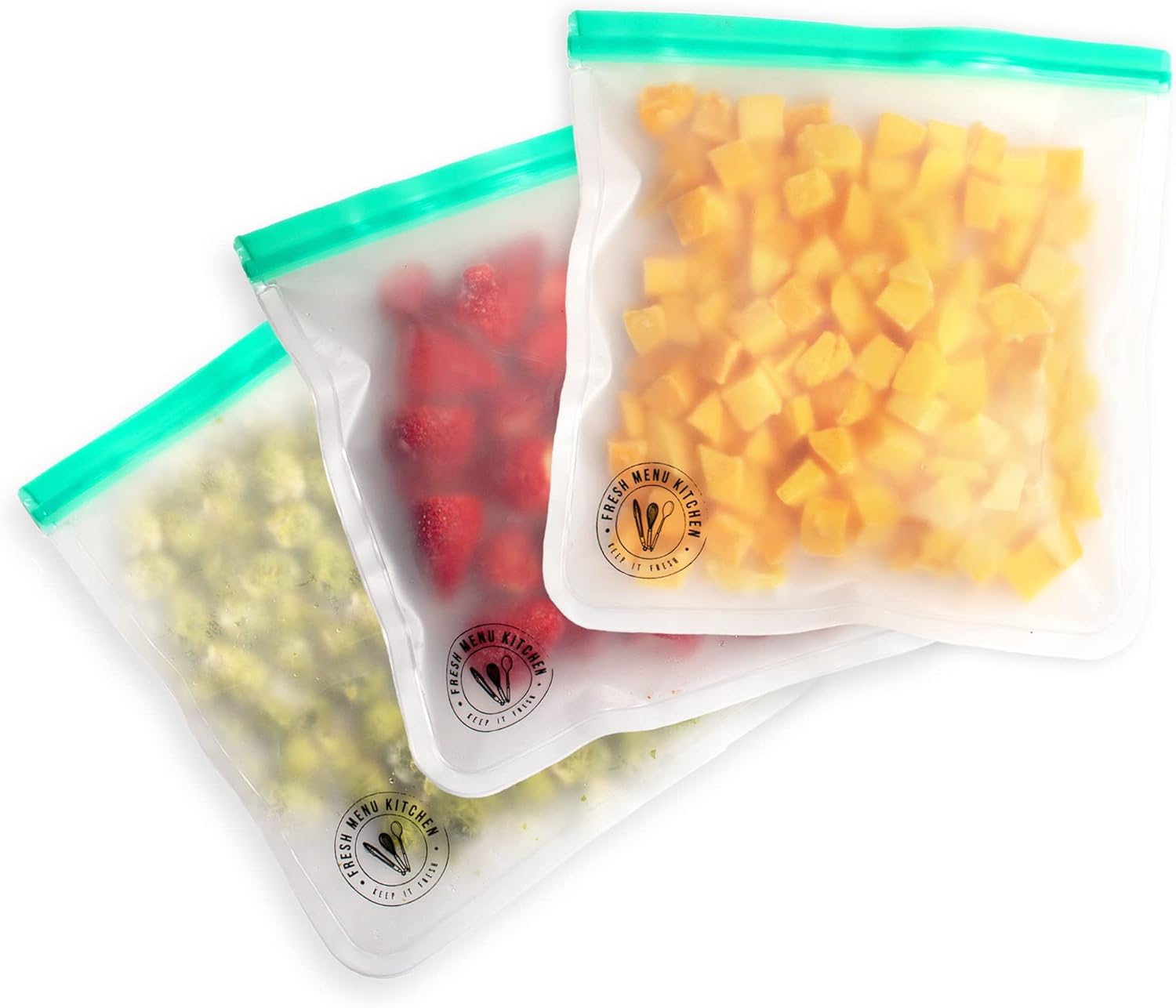 Fresh Menu Kitchen 3 Premium Reusable Freezer Bags 1 Gallon - Extra ...
