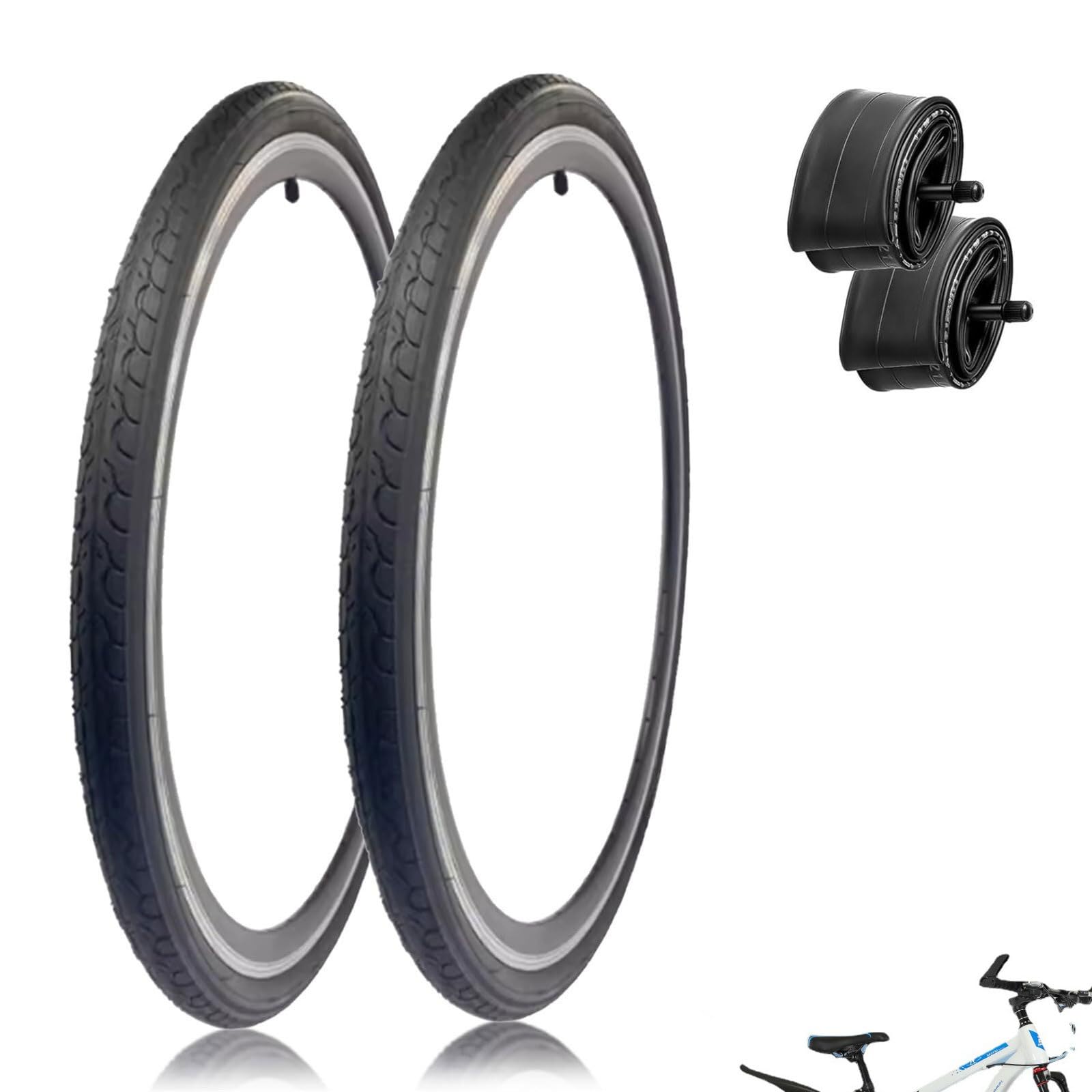 Lot de 2 Pneus de Vélo de Route: 700x25C/28C/32C/35C/38C/40C, Double Bande de Roulement, Protection Anti-Crevaison et Kit D'accessoires de Remplacement(700x28C)