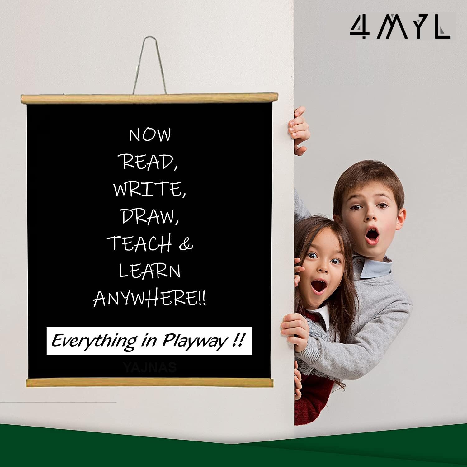 4MYL 24x36 Inch Black Board for Kids for Home Study Room Accessories Chalk Notice Board, Teaching Board, Writing Board for Student, Office, School 4