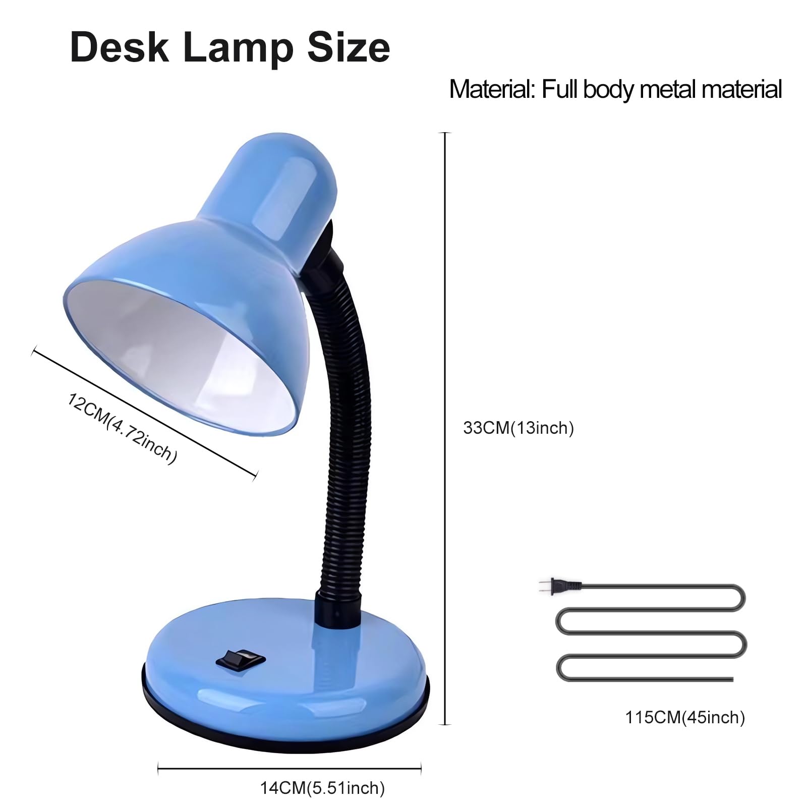 Blue Metal LED Desk Lamp with Flexible Gooseneck