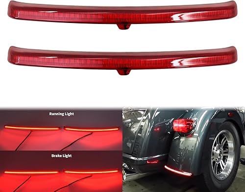 HDBUBALUS - Lámpara de luz trasera LED para guardabarros trasero de motocicleta, luz de freno para Harley Touring Trike Glide 2009-2025 (Color Rojo)