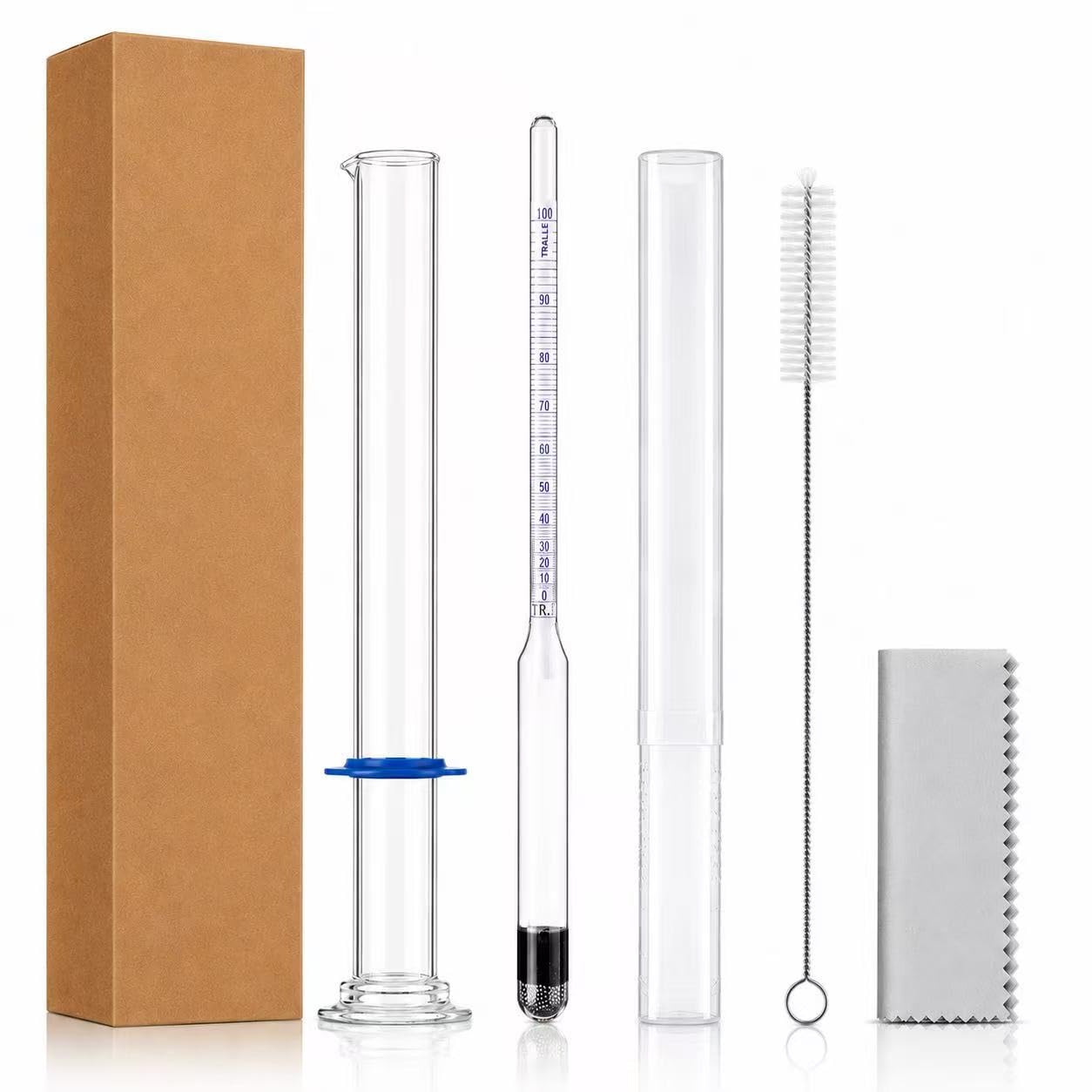Photo 1 of Hydrometer Alcohol Meter Kit, Hydrometer Alcohol 0-200 Proof & Tralle with Hydrometer Test Jar, Alcohol Proof Tester Hydrometer, Alcohol Tester for Liquor, Distilling Moonshine Alcoholmeter