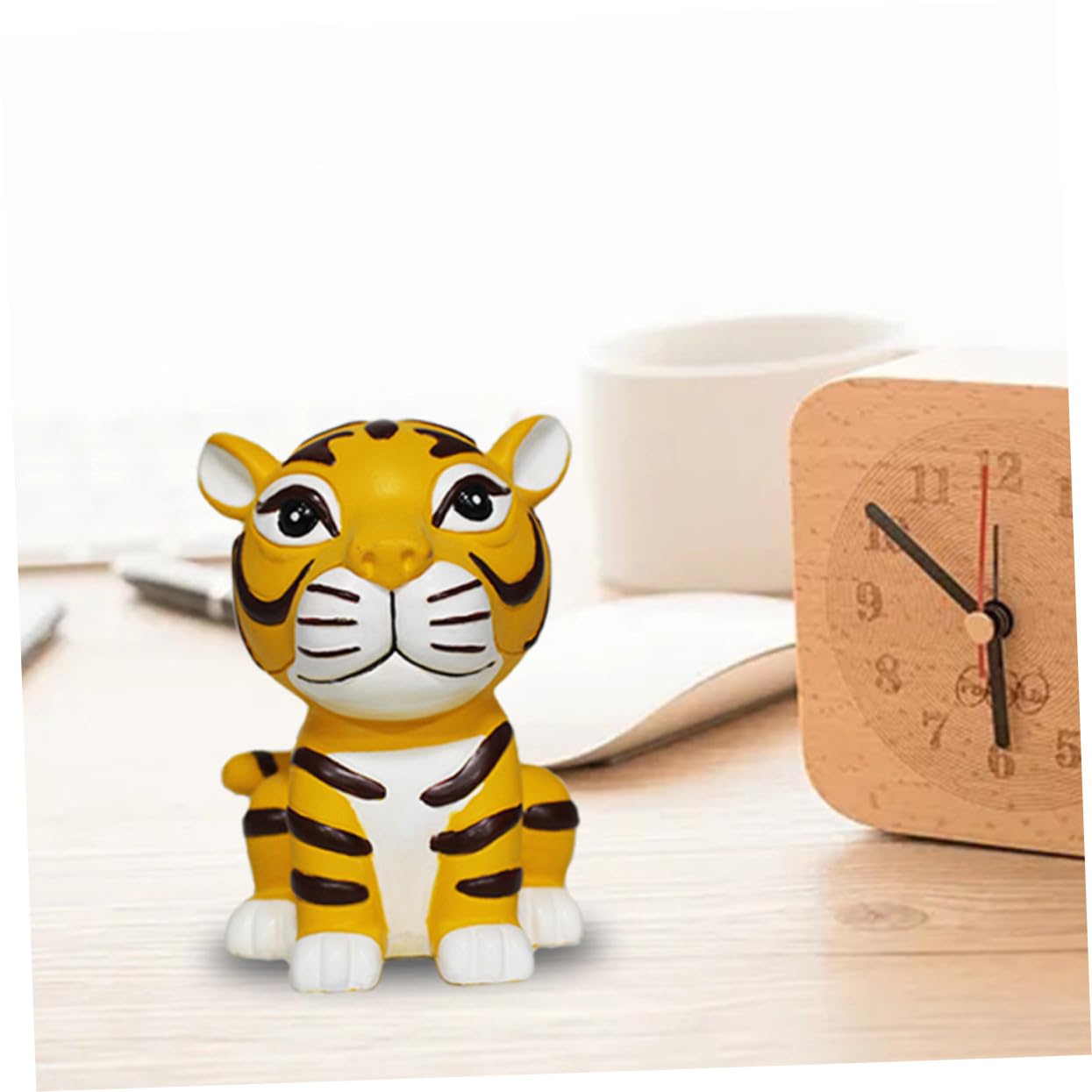 Spardose in Tigerform aus Kunstharz, Gelbe Münzbox