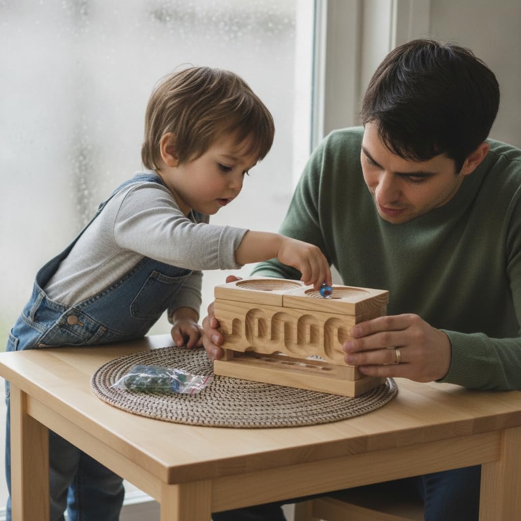 Pista per Biglie Legno, Gioco Educativo