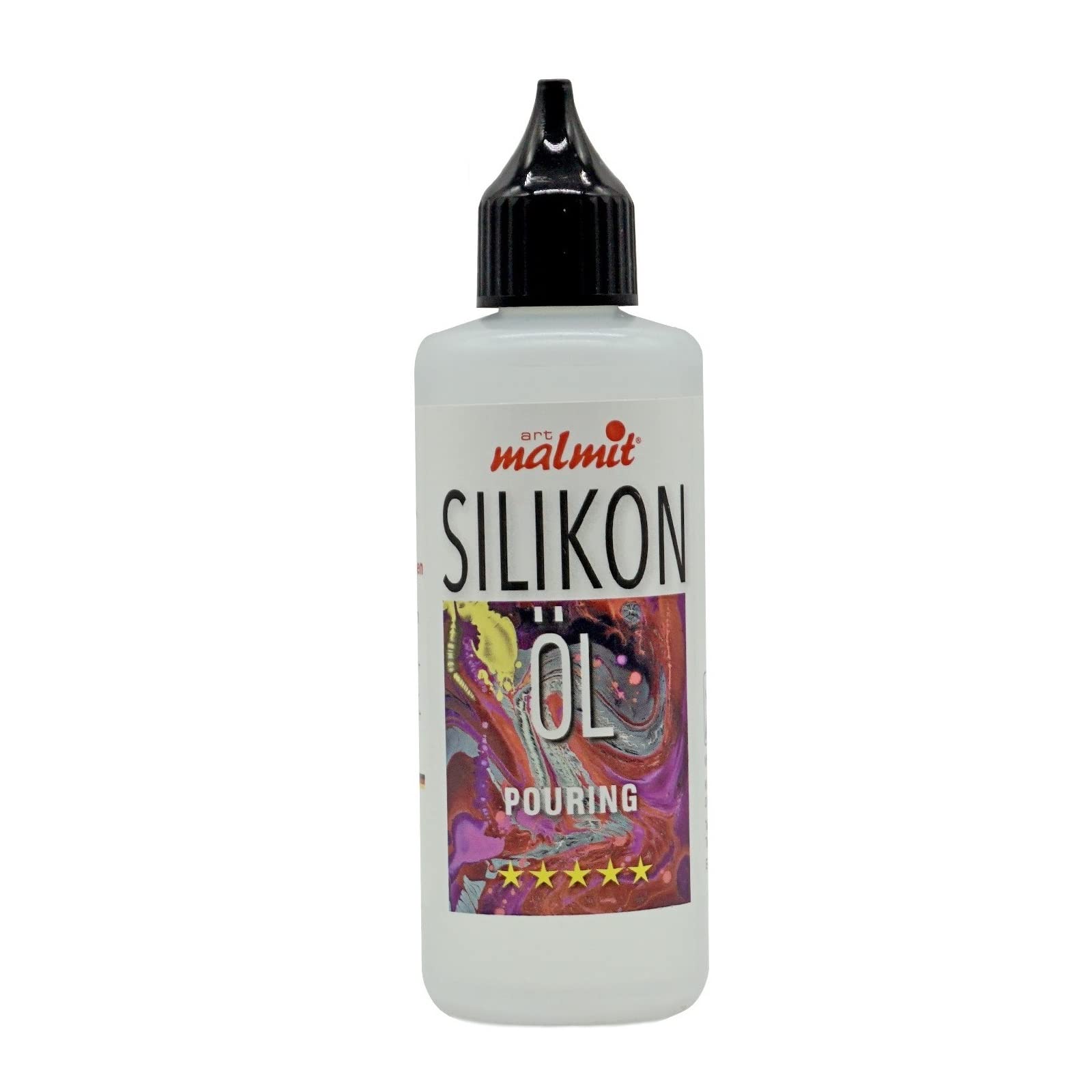 malmit Pouring Medium, Silikon Öl, Acryl Fluid für Fließtechniken von Acrylfarben (80 ml Silikon Öl)
