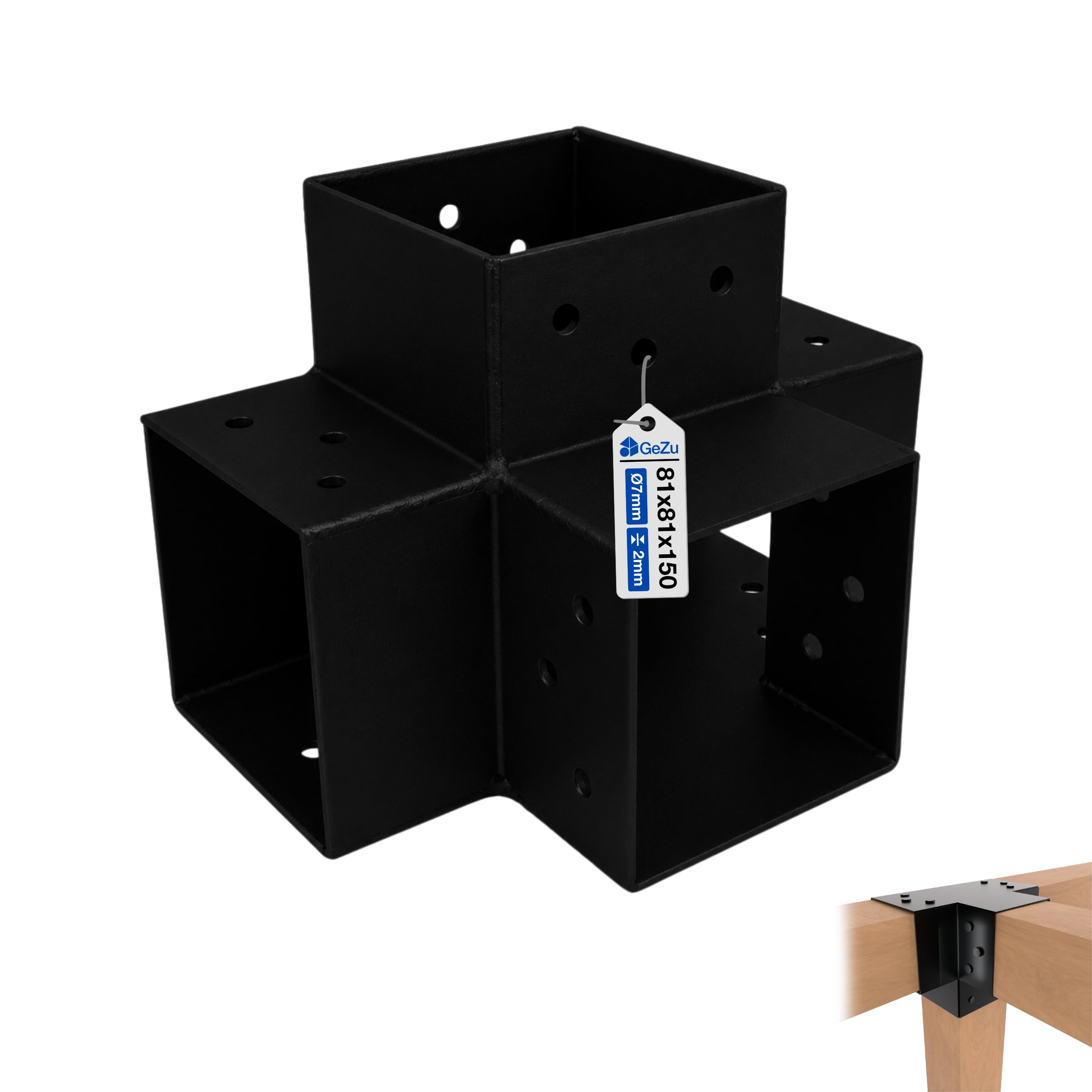 Gezu Impex Heavy Duty Black Post Connector X ShapePergola 4 Way Corner Connector81 X 81 mm from B&Q