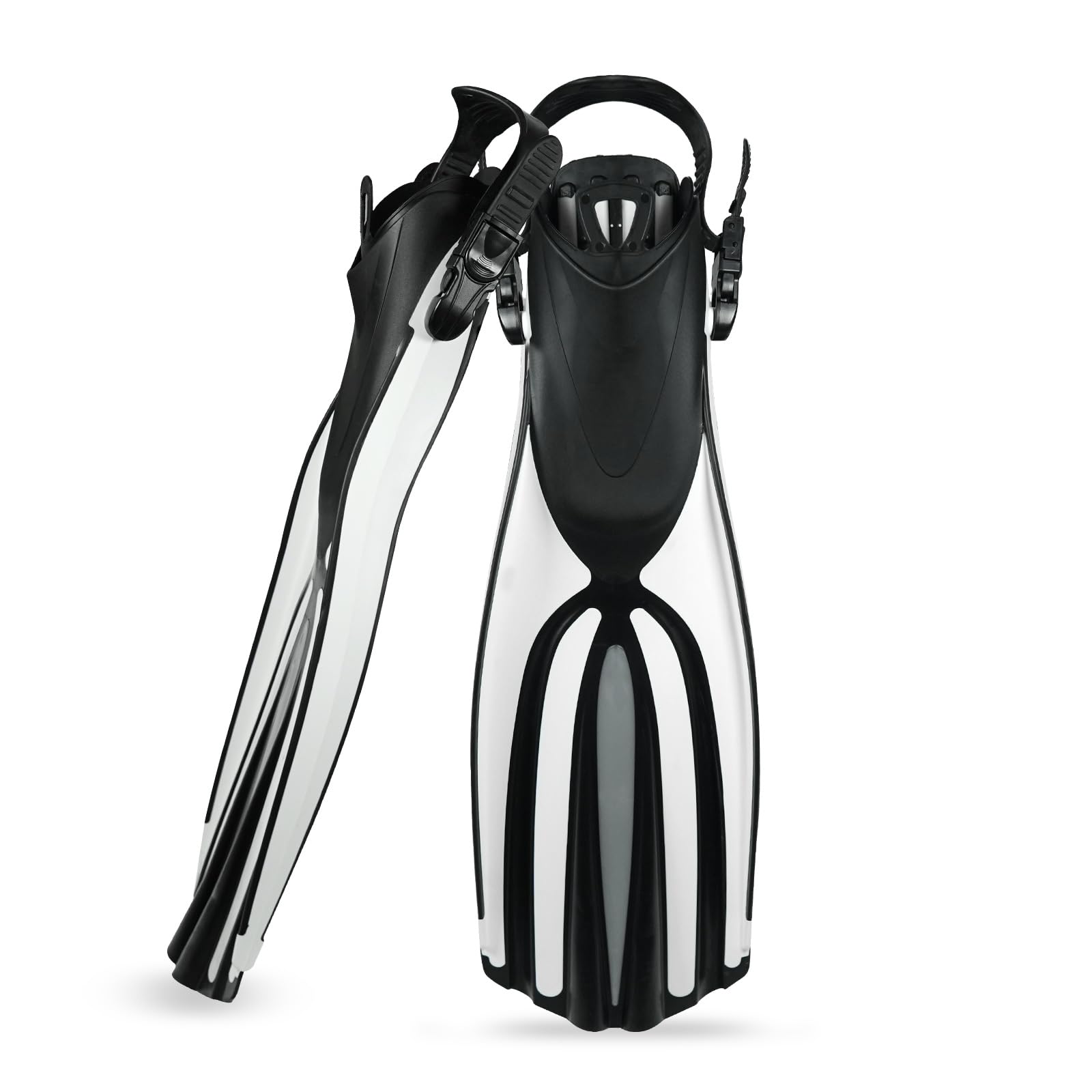 TUDIVING-Diving Fins Long Silicone Flippers Swim Equipment Snorkel Fins New Professional Scuba Fins Adults Men Women (White, L/XL)