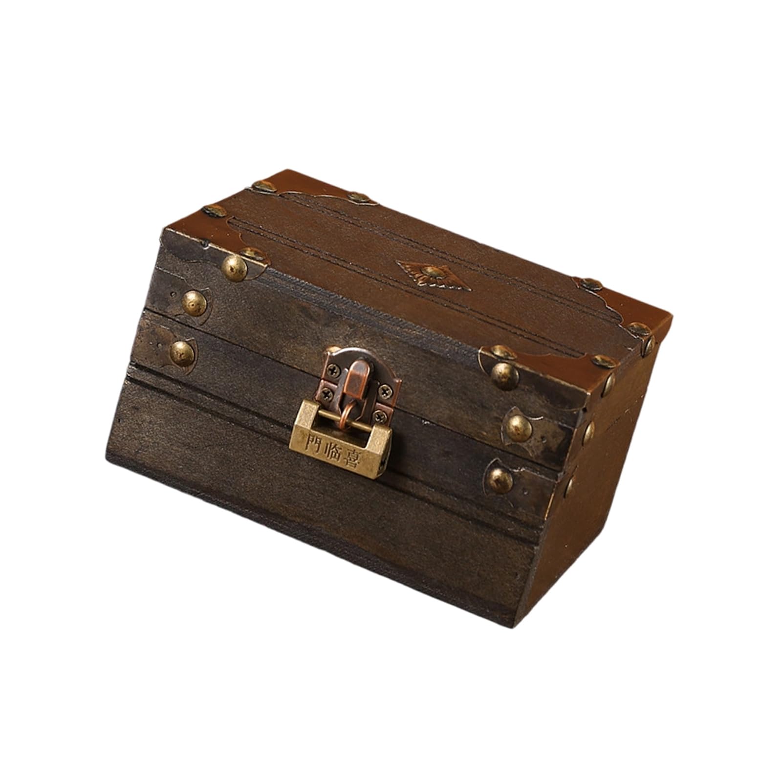NEWFT Sturdy Seafaring Adventure Themed Lockable Wood Box Antique Styles Storage Solution for Valuables and Memorabilias Home Decoration Accent