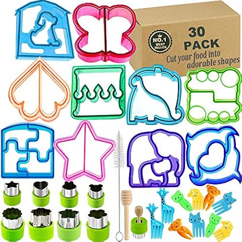 IELEK Sandwich Bread Cutters Set for Kids Bento Lunch Box Mold Supplies Vegetable Fruit Crust Shapes Cookie Cutters Cover