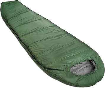 Amazon Basics 20 F Cold Weather Mummy Sleeping Bag for Hiking, Outdoor Camping with No-Snag Zipper, Portable, 82" x 33", Olive Green