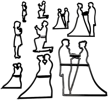 HomeBakers Mart Plastic Silhouette Couple Fondant Cutters for Engagement, Anniversary,Wedding Cookie Cutter