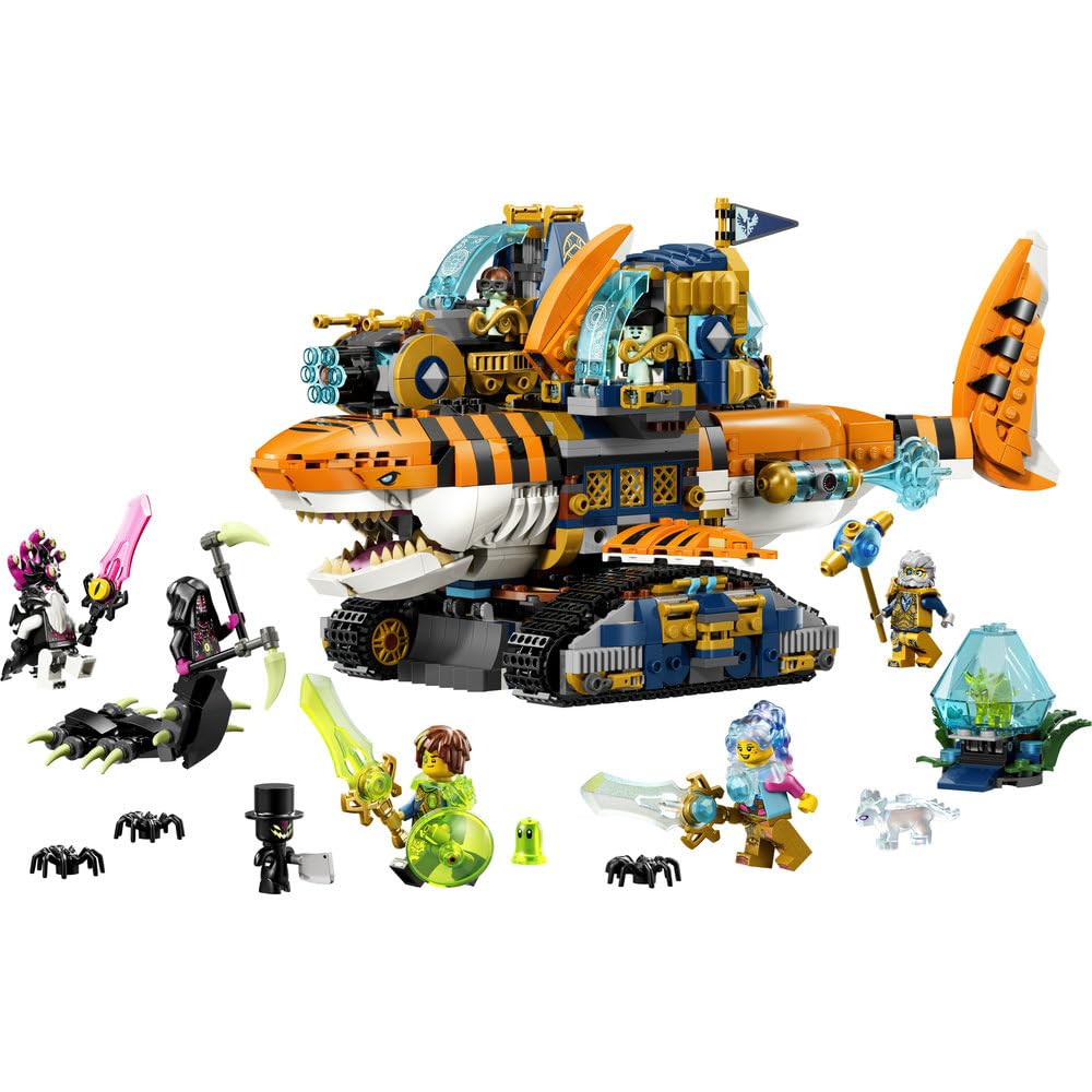 LEGO DREAMZzz Rekinoczołg tygrysi 71515 | rekinoczołg, zabawka akcji, prezent dla chłopca i dziewczynki 9+, przygoda fantasy, 1548 elementów