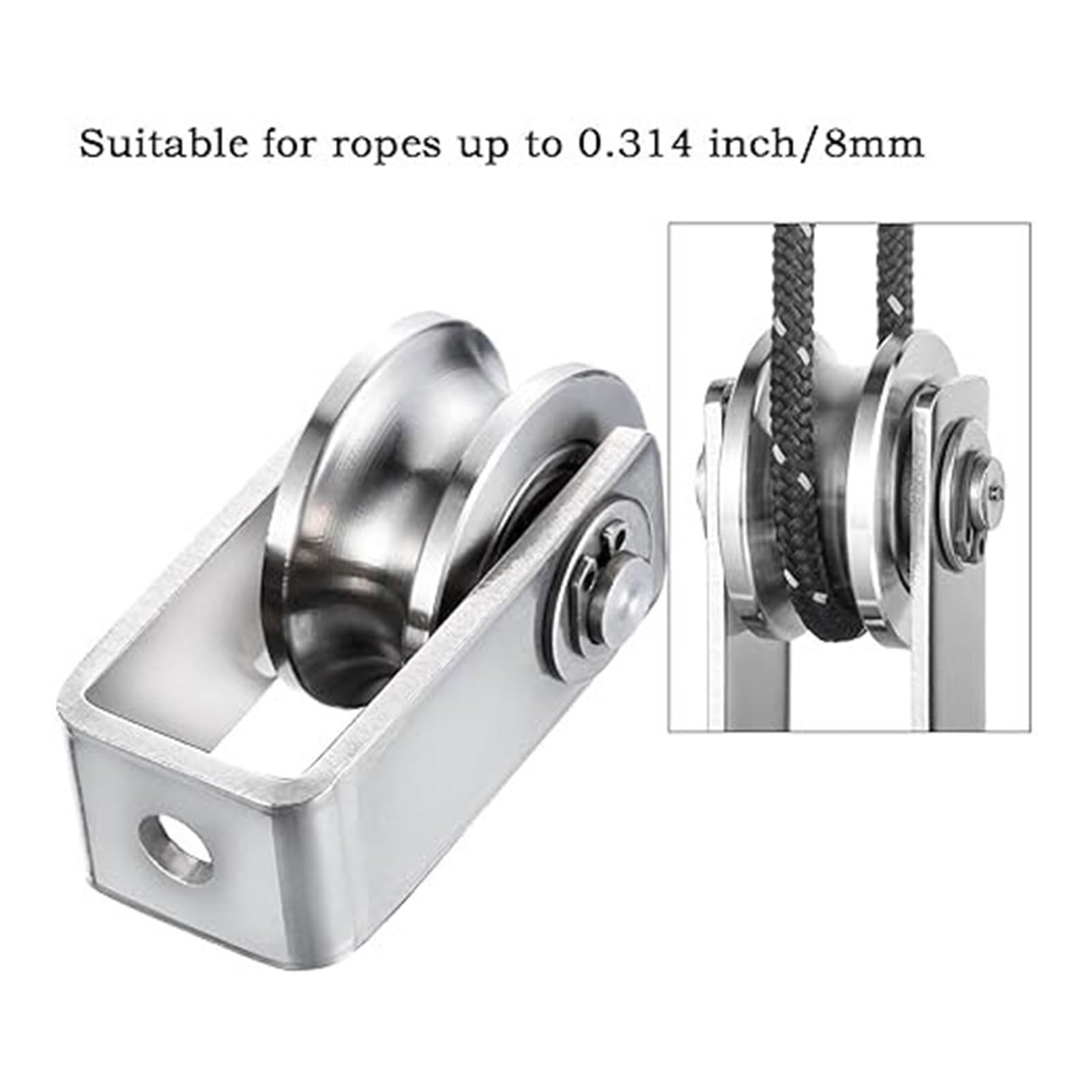 Puleggia guida a U Set 4 ruote in acciaio inossidabile, hardware supportato da cuscinetti per percorso della corda in spazi ristretti Ruota guida della puleggia della corda Puleggia servizio