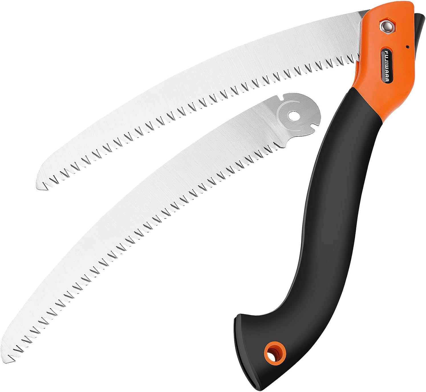 FUJIWARA Folding Pruning Saw 10 Inch Hand Saws Blade for Wood Branches Cutting, Tree Trimming Camping/Backpacking/Hiking, Hard Sharp Teeth, Quality SK-4 Steel, Package: 1 Hand Saw, 1 Spare Blade