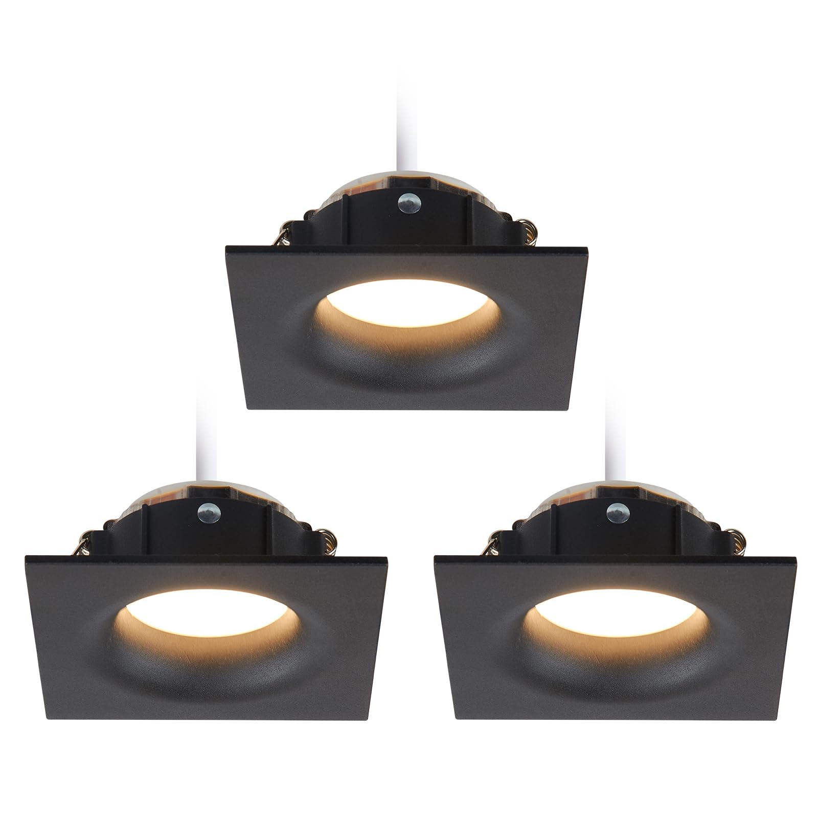 HCFEI LED Einbaustrahler Set eckig - schwarz 5 Watt dimmbar 230V flach blendfrei – Einbauleuchte Ø 68mm Bohrloch – Einbau-Spot Decken-Strahler Deckeneinbaustrahler (3er set - Warmweiß)