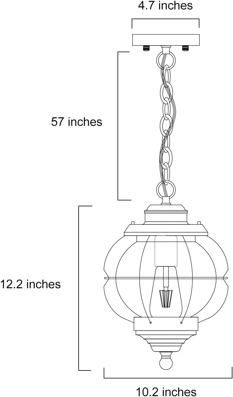 LNC Outdoor Hanging Light, Exterior Light Fixtures Hanging, 10.2" Outdoor Pendant Lighting for Porch with Seeded Glass Globe