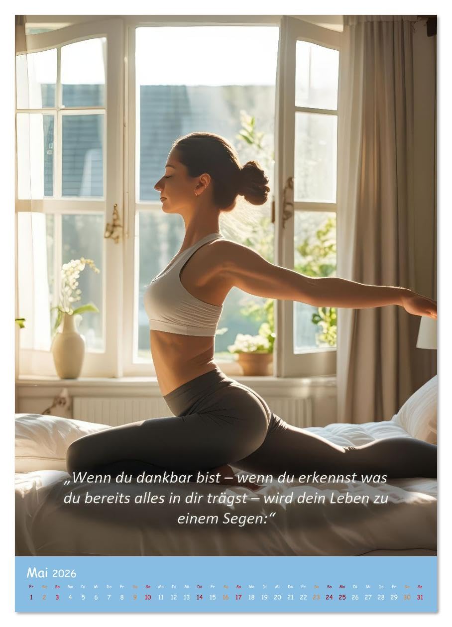 Yoga im Bett (hochwertiger Premium Wandkalender 2026 DIN A2 hoch), Kunstdruck in Hochglanz: Entspannt durch das Jahr - mit dem Yoga-im-Bett-Kalender. (CALVENDO Gesundheit)
