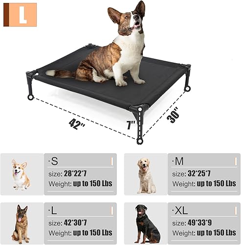 Miniatura 5 de Cama elevada para perros grandes, cuna elevada para perros que se adapta a hasta 120 libras, catres resistentes para mascotas con malla Teslin